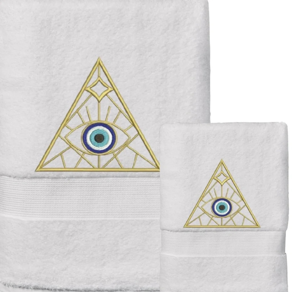 Set Evil Eye Embroidered 1 Hand 1 Bath Pick a set New Made to order Black